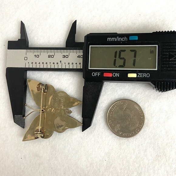 Alpaca Silver Mexico 1.5" Abalone Shell Glitter Butterfly Brooch - Picture 13 of 15